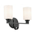 Kichler Gioe 14.25 Inch 2 Light Vanity Light with Opal Glass in Black Model: 55225BK