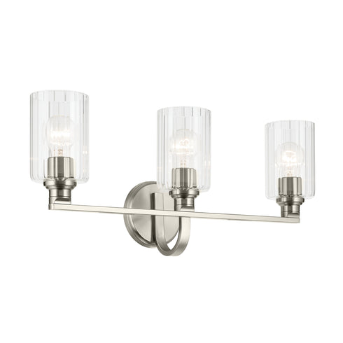 Kichler Gioe 24.25 Inch 3 Light Vanity Light with Opal Glass in Black Model: 55226BK