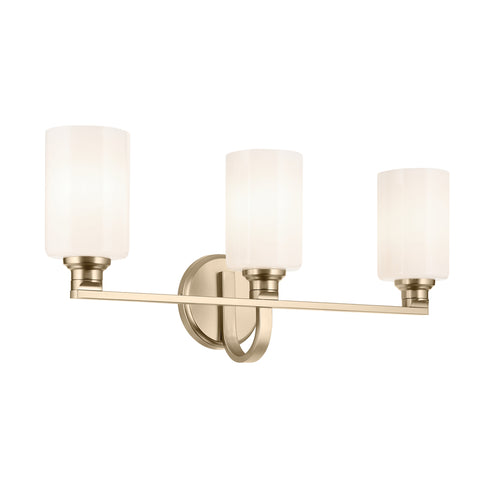 Kichler Gioe 24.25 Inch 3 Light Vanity Light with Opal Glass in Black Model: 55226BK