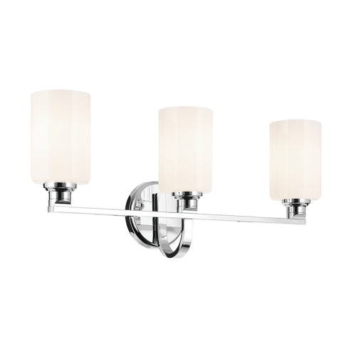 Kichler Gioe 24.25 Inch 3 Light Vanity Light with Opal Glass in Black Model: 55226BK