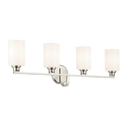 Kichler Gioe 32.25 Inch 4 Light Vanity Light with Opal Glass in Black Model: 55227BK