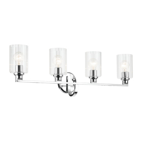 Kichler Gioe 32.25 Inch 4 Light Vanity Light with Opal Glass in Black Model: 55227BK