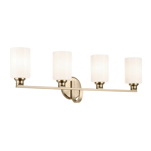 Kichler Gioe 32.25 Inch 4 Light Vanity Light with Opal Glass in Black Model: 55227BK