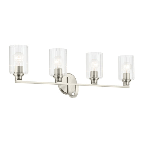 Kichler Gioe 32.25 Inch 4 Light Vanity Light with Opal Glass in Black Model: 55227BK