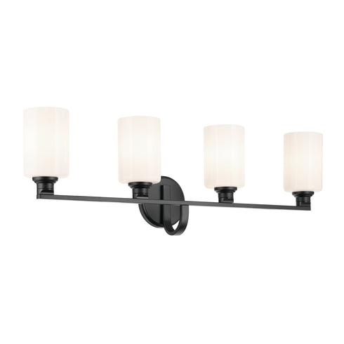Kichler Gioe 32.25 Inch 4 Light Vanity Light with Opal Glass in Black Model: 55227BK