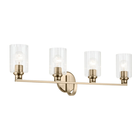 Kichler Gioe 32.25 Inch 4 Light Vanity Light with Opal Glass in Black Model: 55227BK