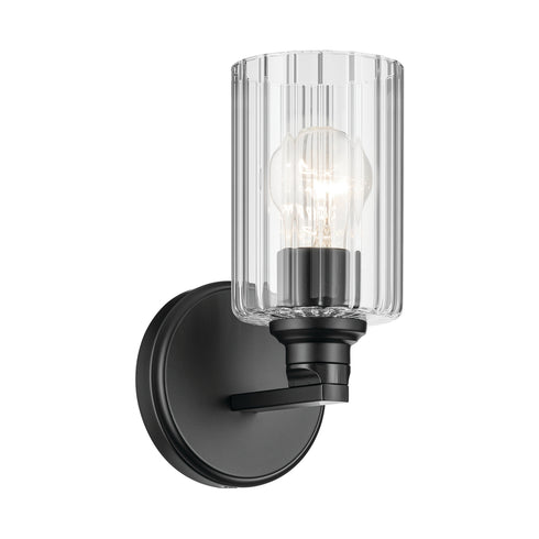 Kichler Gioe 9.5 Inch 1 Light Wall Sconce with Opal Glass in Black Model: 55224BK