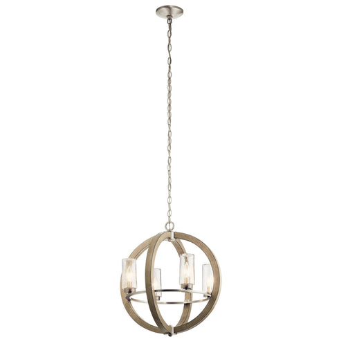 Kichler Grand Bank Outdoor Chandelier 4 Light in Distressed Antique Gray Finish Model: 49791DAG