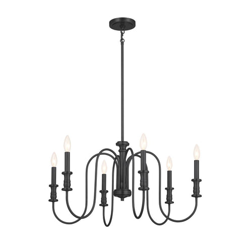 Kichler Karthe 28.5 Inch 6 Light Chandelier Black Model: 52470BK