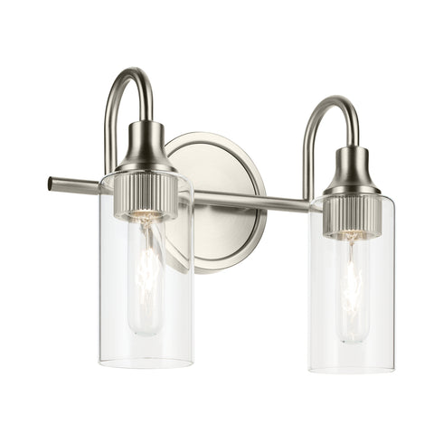 Kichler Kavi 12.5 Inch 2 Light Vanity Light with Clear Glass in Black Model: 55210BK