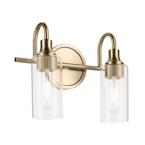 Kichler Kavi 12.5 Inch 2 Light Vanity Light with Clear Glass in Black Model: 55210BK