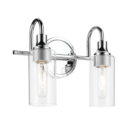 Kichler Kavi 12.5 Inch 2 Light Vanity Light with Clear Glass in Black Model: 55210BK