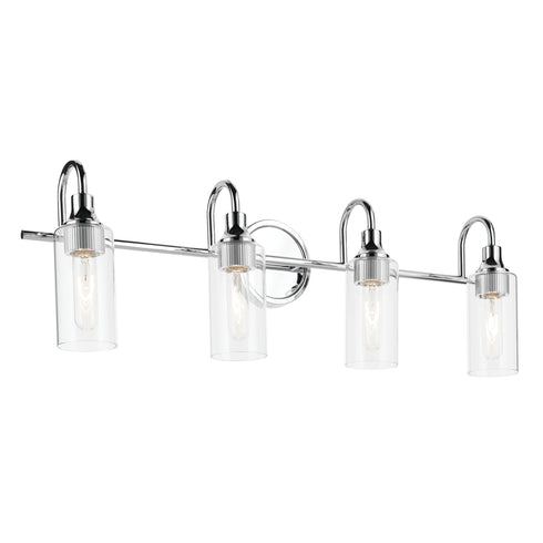 Kichler Kavi 31.5 Inch 4 Light Vanity Light with Clear Glass in Black Model: 55212BK