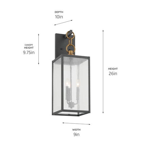 Kichler Lahden Outdoor Wall 3 Light in Weathered Zinc Finish Model: 59009WZC