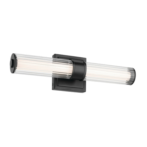 Kichler Laurene 18.5 Inch Linear Bath Bar Small LED with Clear Fluted Glass in Black Model: 55195BKLED