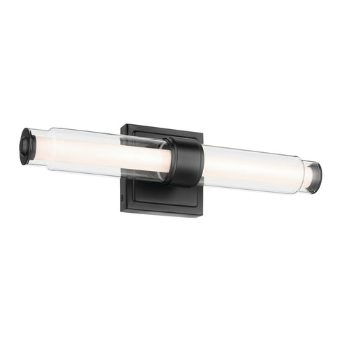 Kichler Laurene 18.5 Inch Linear Bath Bar Small LED with Clear Glass in Black Model: 55237BKLED