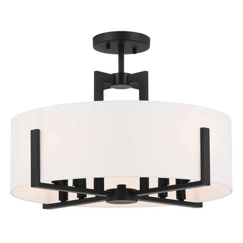 Kichler Malen Pendan Semi Flush 8 Light in Black Finish Model: 52592BK