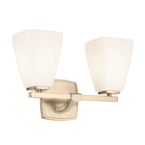 Kichler Marant 14.25 Inch 2 Light Vanity Light with Opal Glass in Black Model: 55215BK