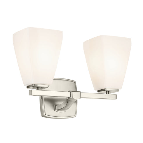 Kichler Marant 14.25 Inch 2 Light Vanity Light with Opal Glass in Black Model: 55215BK