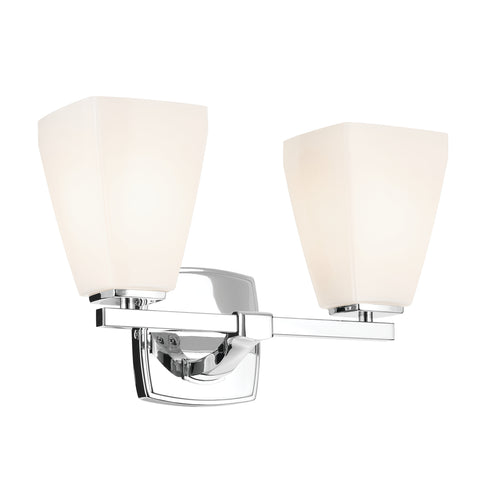 Kichler Marant 14.25 Inch 2 Light Vanity Light with Opal Glass in Black Model: 55215BK