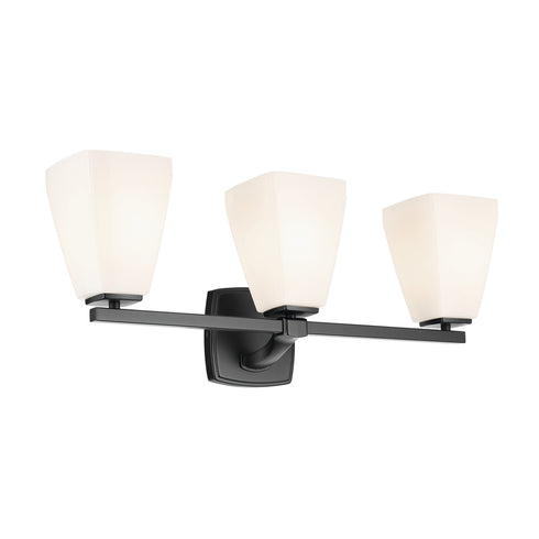Kichler Marant 23.75 Inch 3 Light Vanity Light with Opal Glass in Black Model: 55216BK
