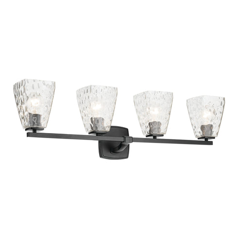 Kichler Marant 33.25 Inch 4 Light Vanity Light with Opal Glass in Black Model: 55217BK