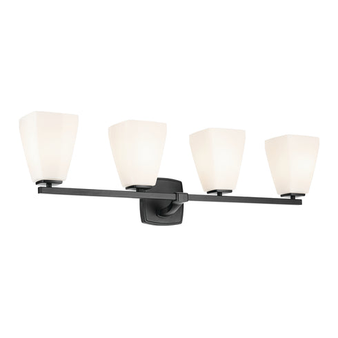 Kichler Marant 33.25 Inch 4 Light Vanity Light with Opal Glass in Black Model: 55217BK