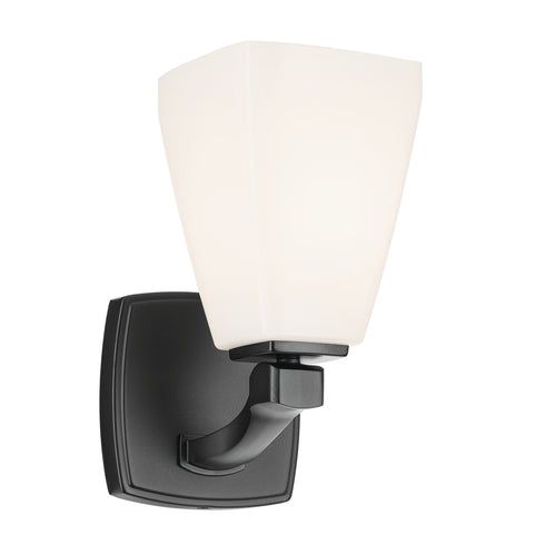 Kichler Marant 9.5 Inch 1 Light Wall Sconce with Opal Glass in Black Model: 55214BK