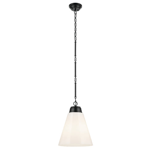 Kichler Marsailli 19.75 Inch 1 Light Large Pendant with Opal Glass in Black Model: 52662BK
