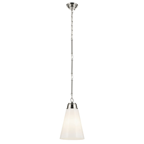 Kichler Marsailli 19 Inch 1 Light Medium Pendant with Opal Glass in Black Model: 52661BK