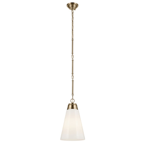 Kichler Marsailli 19 Inch 1 Light Medium Pendant with Opal Glass in Black Model: 52661BK