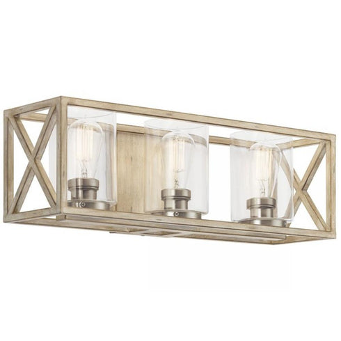 Kichler Moorgate Bath 3 Light in Distressed Antique White Finish Model: 55065DAW