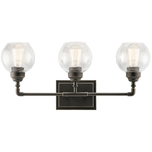 Kichler Niles 24 Inch 3 Light Vanity Light with Clear Seeded Glass in Olde Bronze® Model: 45592OZ