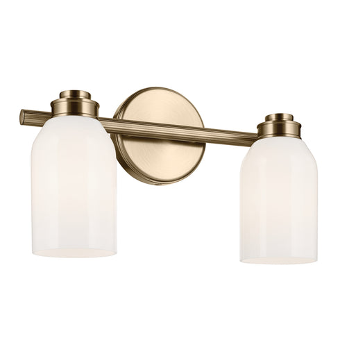 Kichler Shae 15 Inch 2 Light Vanity Light with White Opal Glass in Black Model: 55201BK