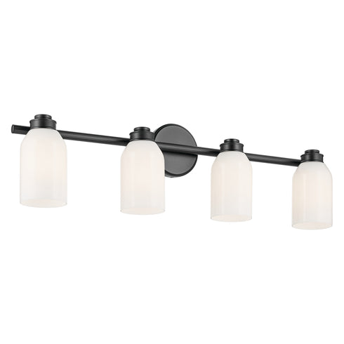 Kichler Shae 31 Inch 4 Light Vanity Light with White Opal Glass in Black Model: 55203BK