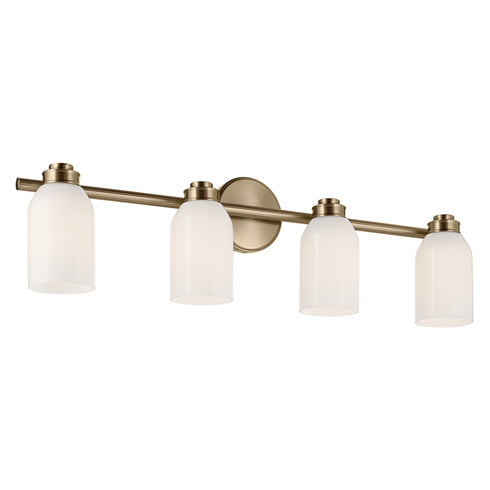Kichler Shae 31 Inch 4 Light Vanity Light with White Opal Glass in Black Model: 55203BK