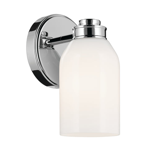 Kichler Shae 8.25 Inch 1 Light Wall Sconce with White Opal Glass in Black Model: 55200BK