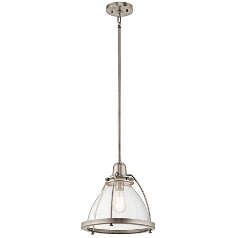 Kichler Silberne 13.25 Inch 1 Light Pendant with Clear Seeded Glass in Classic Pewter Model: 43737CLP