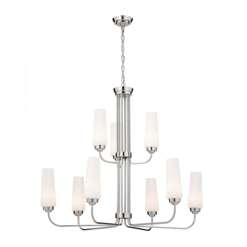Kichler Truby 34 Inch 9 Light 2 Tier Chandelier Model: 52482PN