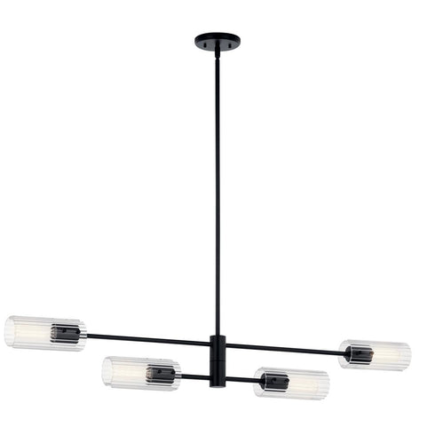 Kichler Velestino 47.50 Inch 4 Light Linear Chandelier in Black Model: 52681BK