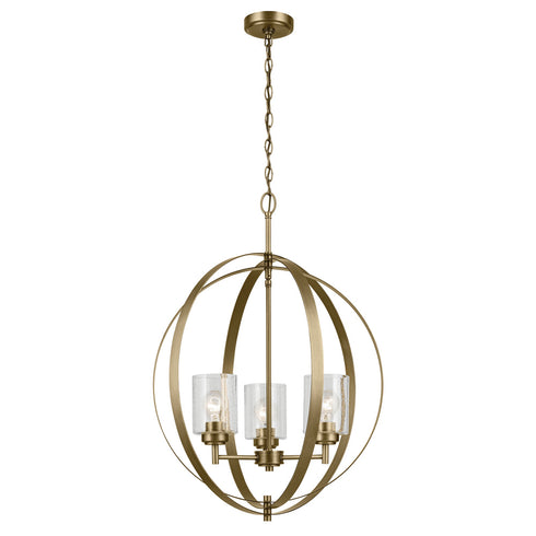 Kichler Winslow Chandelier 3 Light in Natural Brass Finish Model: 44034NBR