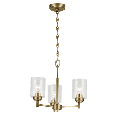 Kichler Winslow Mini Chandelier 3 Light in Natural Brass Finish Model: 44029NBR