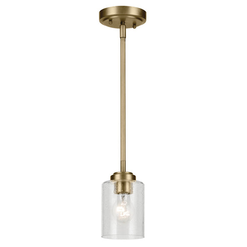 Kichler Winslow Mini Pendant 1 Light in Natural Brass Finish Model: 44032NBR
