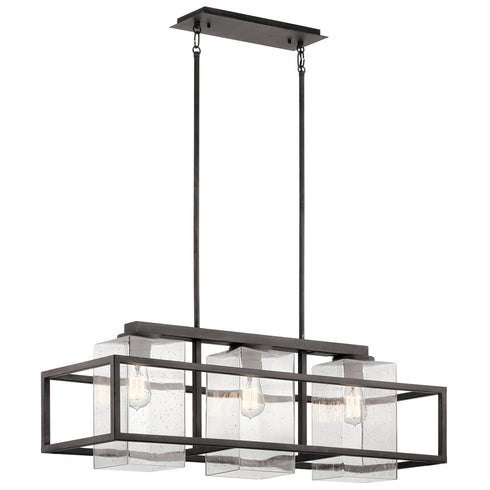 Kichler Wright 3 Light Outdoor Linear Chandelier Model: 49805WZC