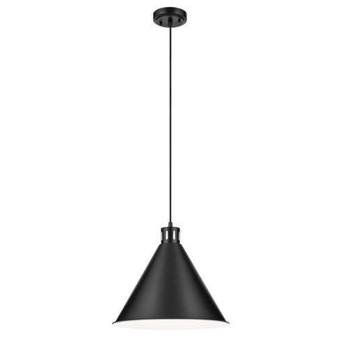 Kichler Zailey 14.25 Inch 1 Light Cone Pendant in Black Model: 52177BK