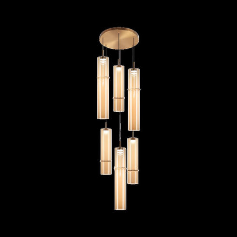 Matteo Lighting Bambu in Aged Gold Brass Pendant Model: C30606AGAM