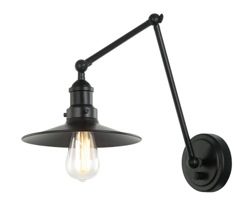Matteo Lighting Brixson 1 Light Wall Sconce in Black Model: S01211BKBK