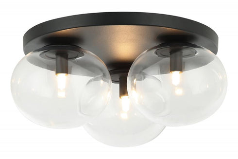 Matteo Lighting Bulbus 3 Light Flush Mount in Black Model: X38103MB