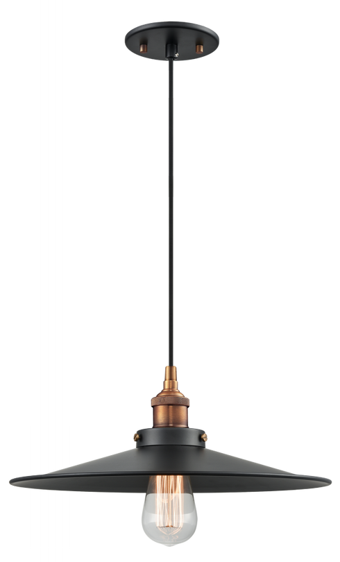 Matteo Lighting Bulstrode's Workshop 1 Light Pendant in Black Model: C46113BKBK