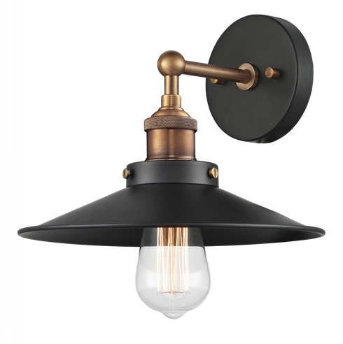 Matteo Lighting Bulstrode's Workshop 1 Light Wall Sconce in Combination Finishes Model: W46111AGBK
